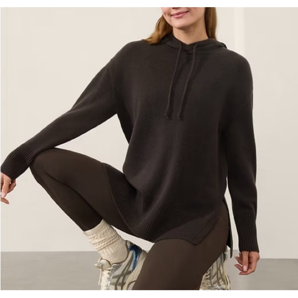 Athleta Merino Wool & Cashmere  Alpine Hoodie‎ Sweater Black Sz Small NWT $249